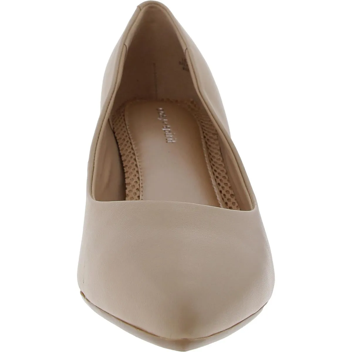 SELEXIE Womens Mesh Inset Leather Kitten Heels
