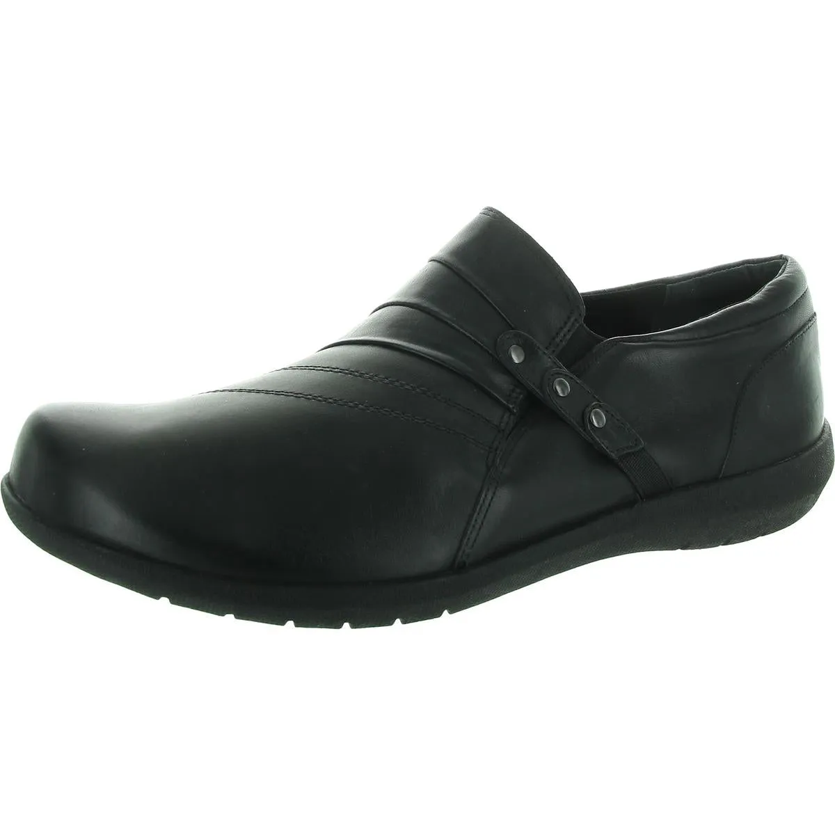 SERENE Womens Cushioned Footbed Leather Flat Shoes