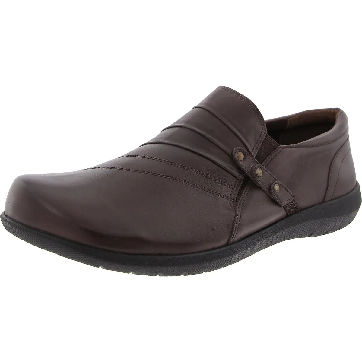 SERENE Womens Cushioned Footbed Leather Flat Shoes