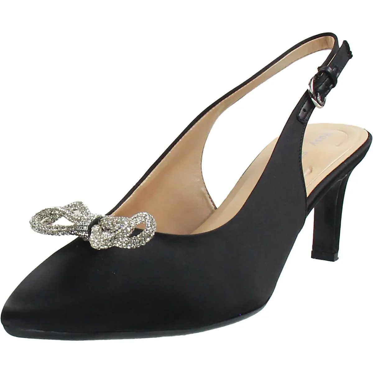 SEROXANNE2 Womens Jeweled Manmade Slingback Heels