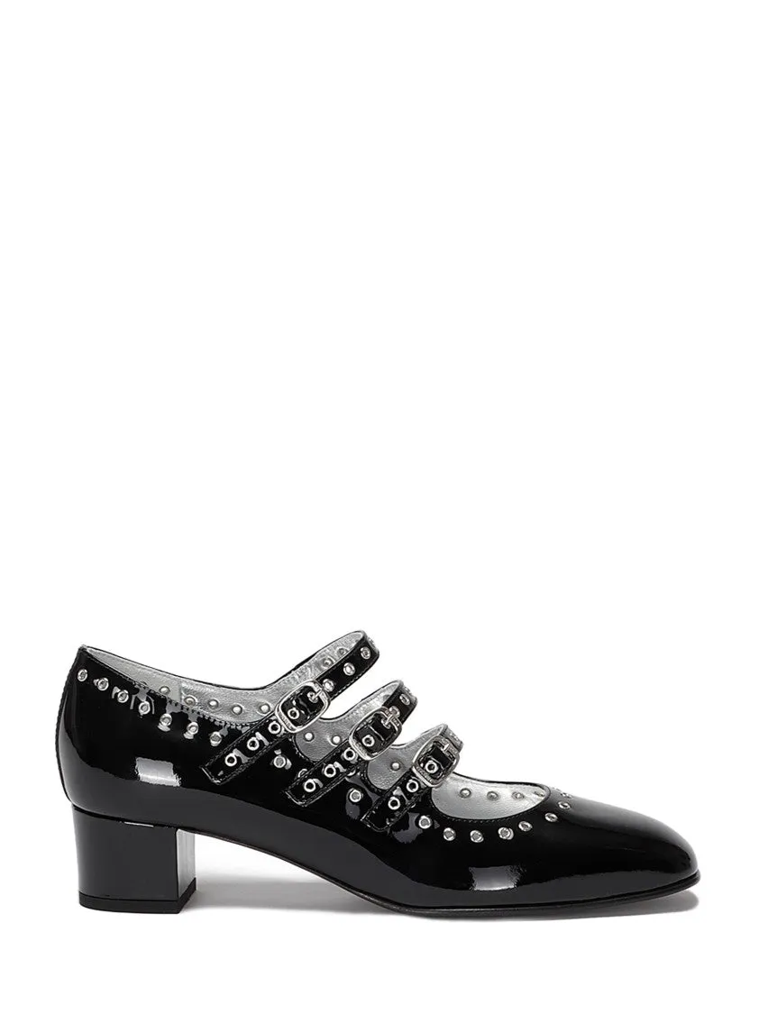 Shiny Leather Slingback With Studs