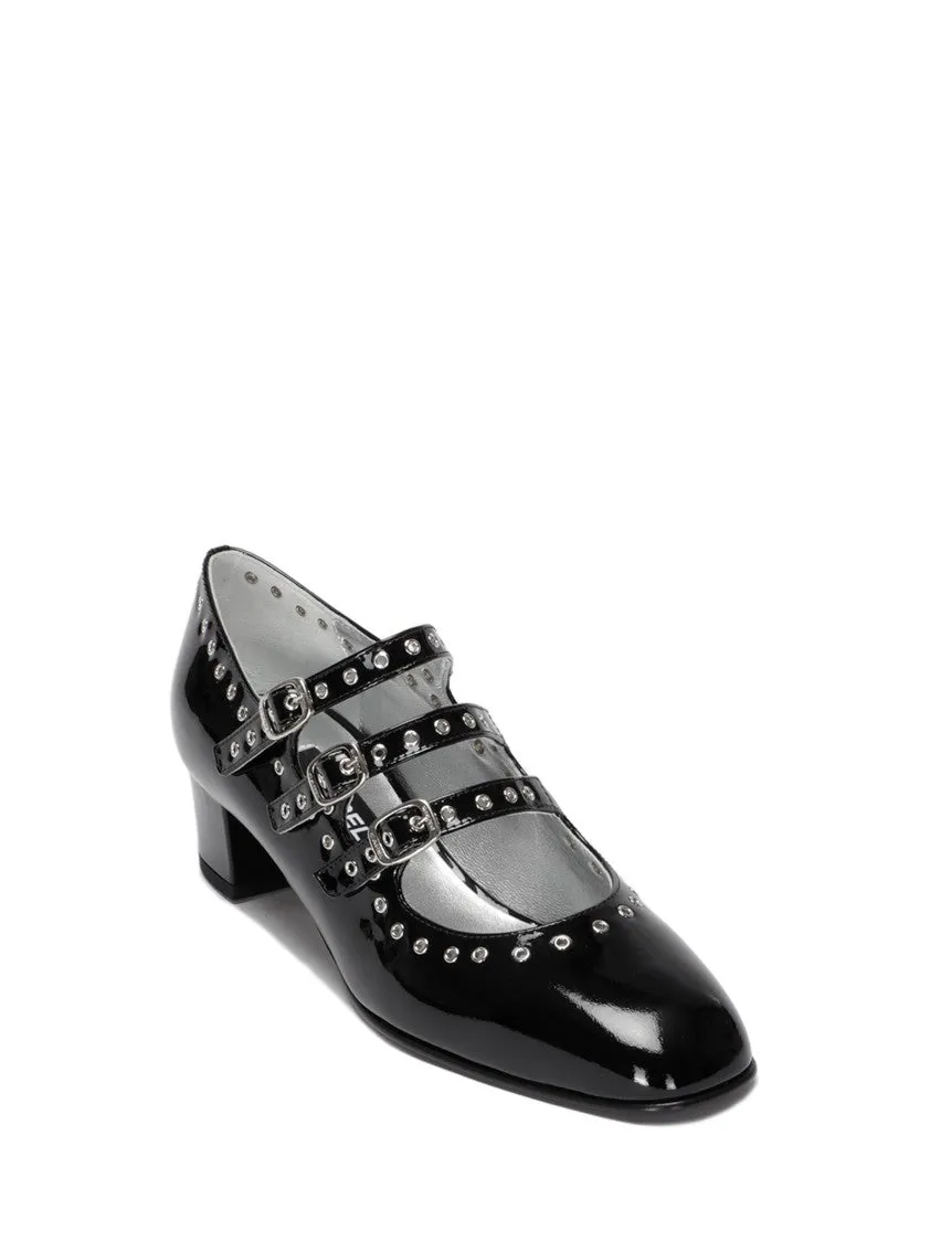 Shiny Leather Slingback With Studs