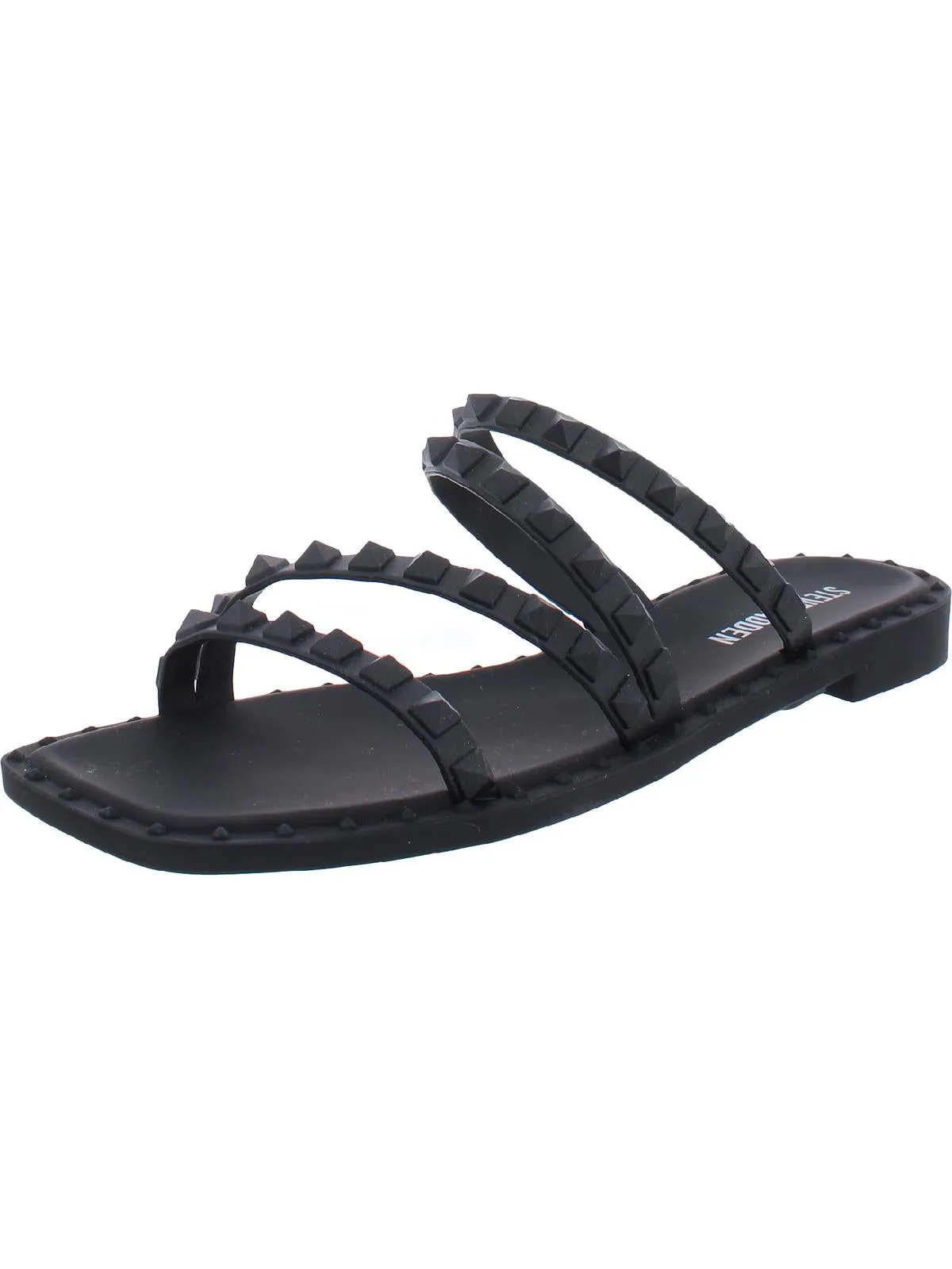 Skyler J Womens Slip On Studded Slide Sandals