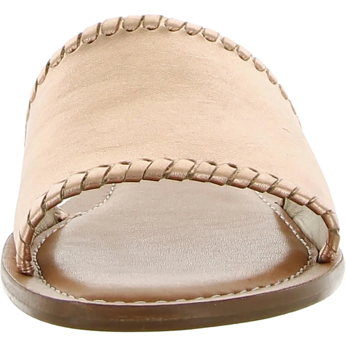 Sofia Womens Faux Leather Slip On Flat Sandals