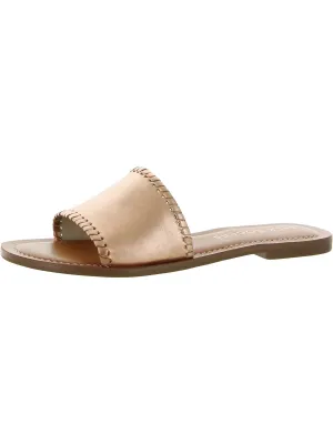Sofia Womens Faux Leather Slip On Flat Sandals