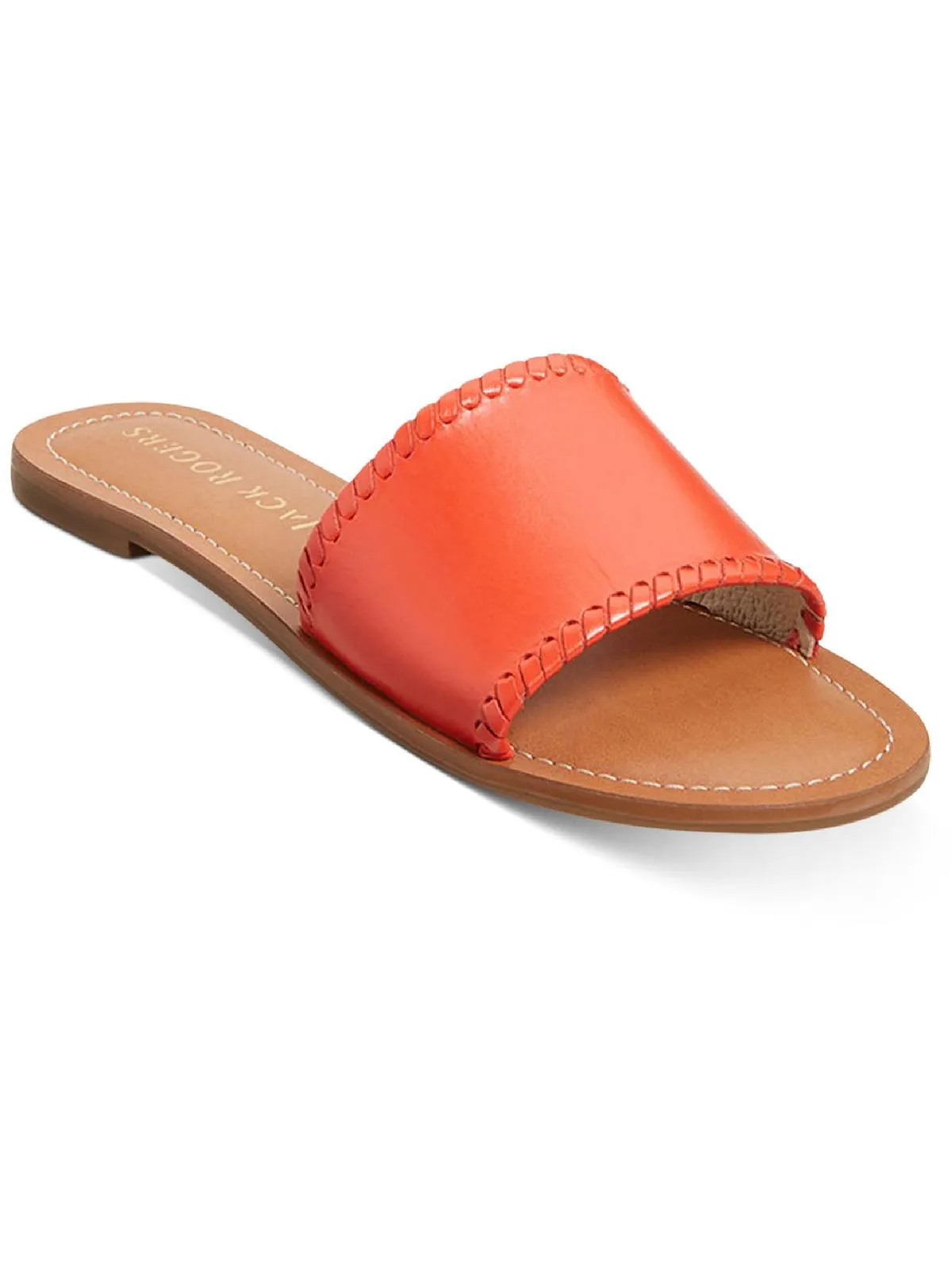 Sofia Womens Faux Leather Slip On Flat Sandals