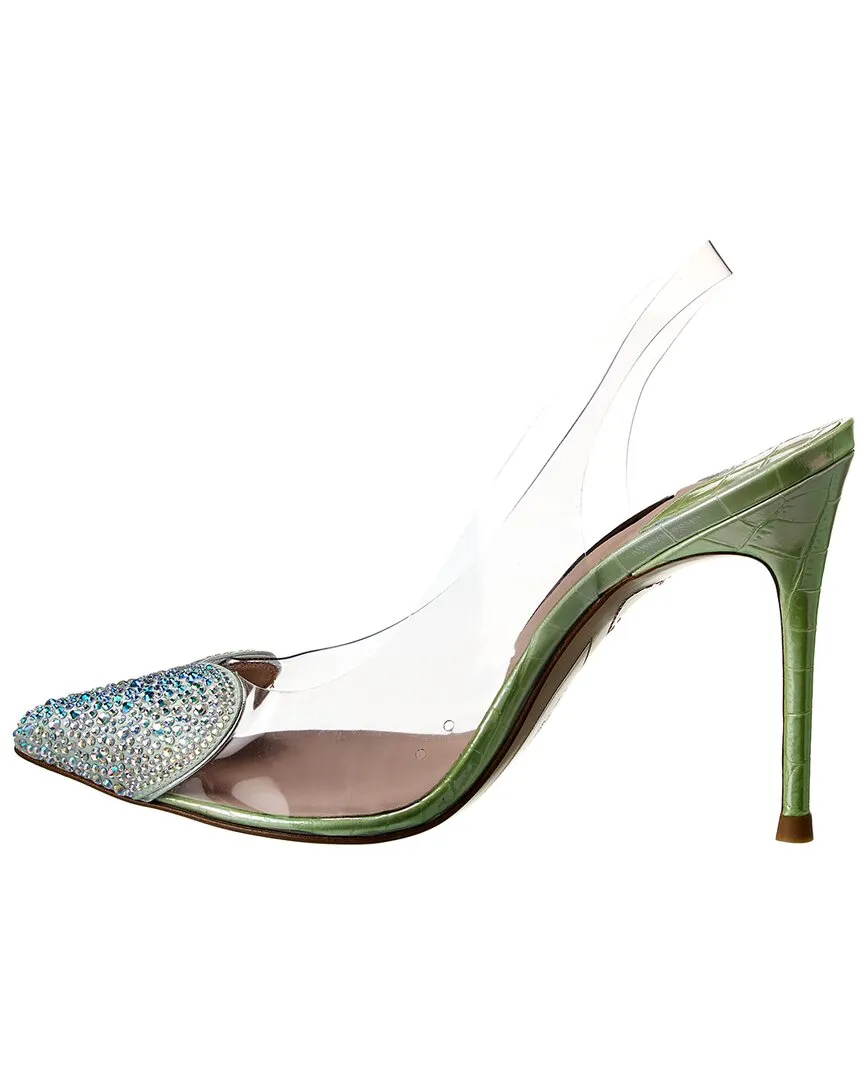 Sophia Webster Amora Vinyl & Croc-Embossed Leather Slingback Pump