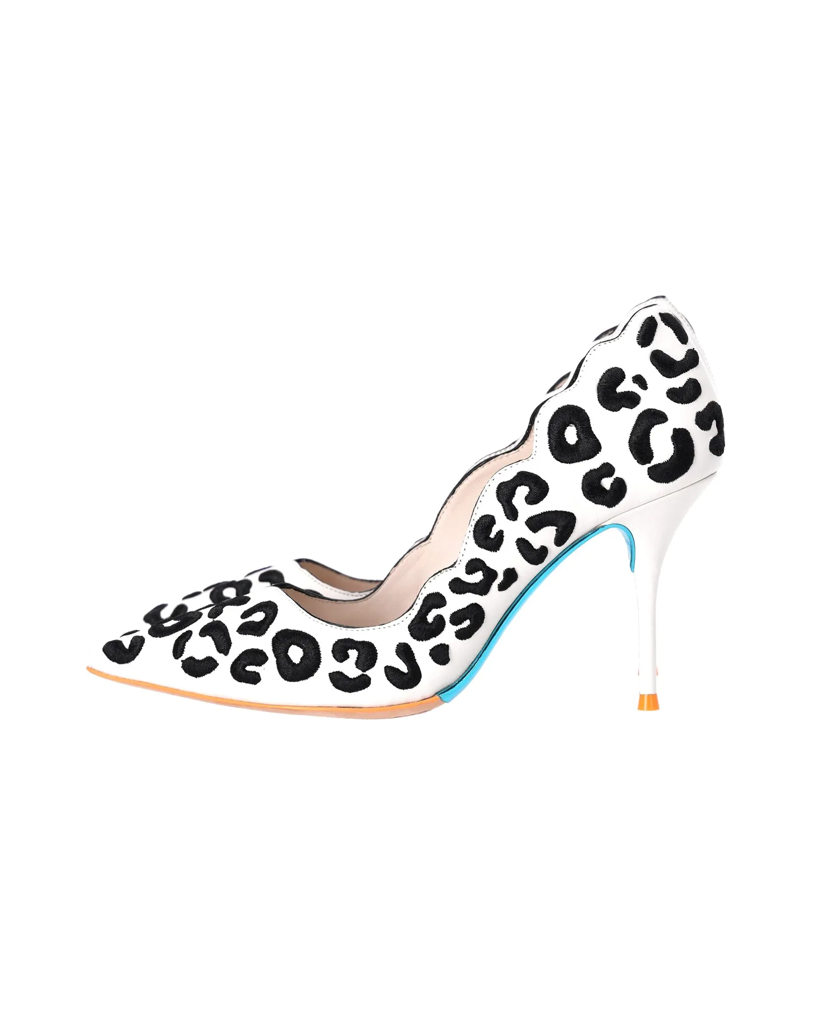 Sophia Webster Printed Pumps in White Leather