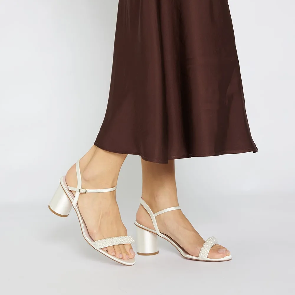 Stella Heel in Ivory Satin