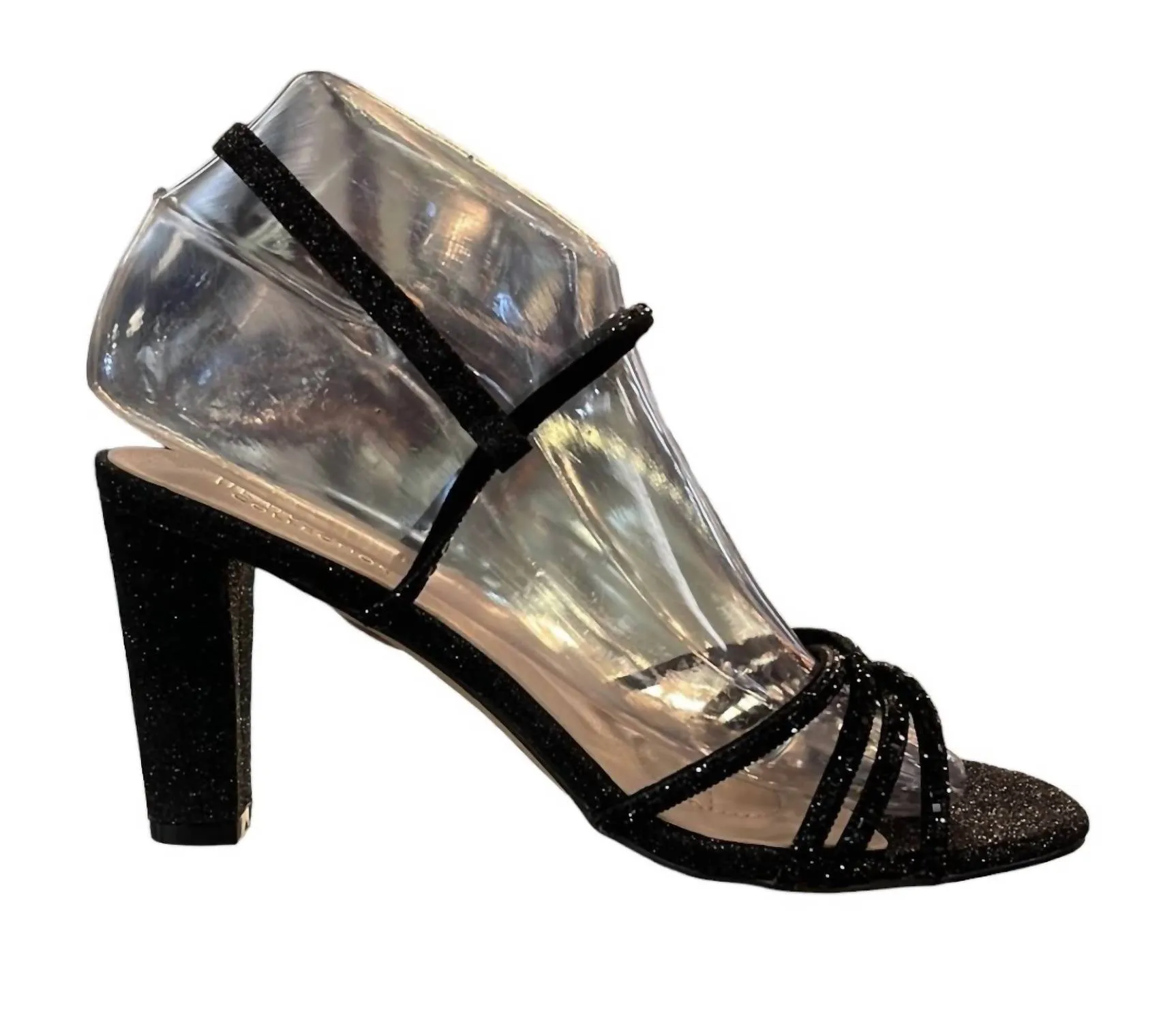 Strappy Shimmer Heels In Black