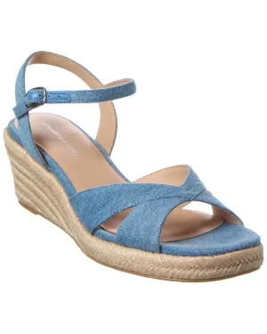 Stuart Weitzman Miami Espadrille Canvas & Leather Wedge