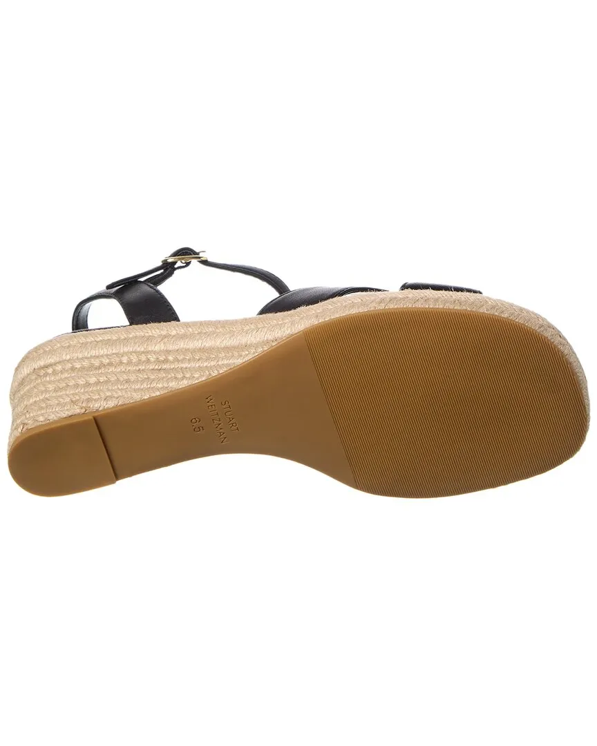 Stuart Weitzman Miami Espadrille Canvas & Leather Wedge