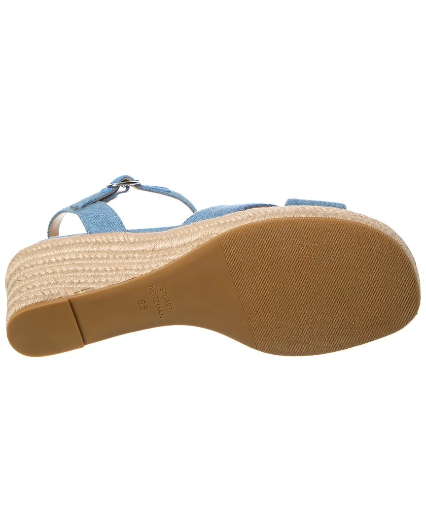 Stuart Weitzman Miami Espadrille Canvas & Leather Wedge