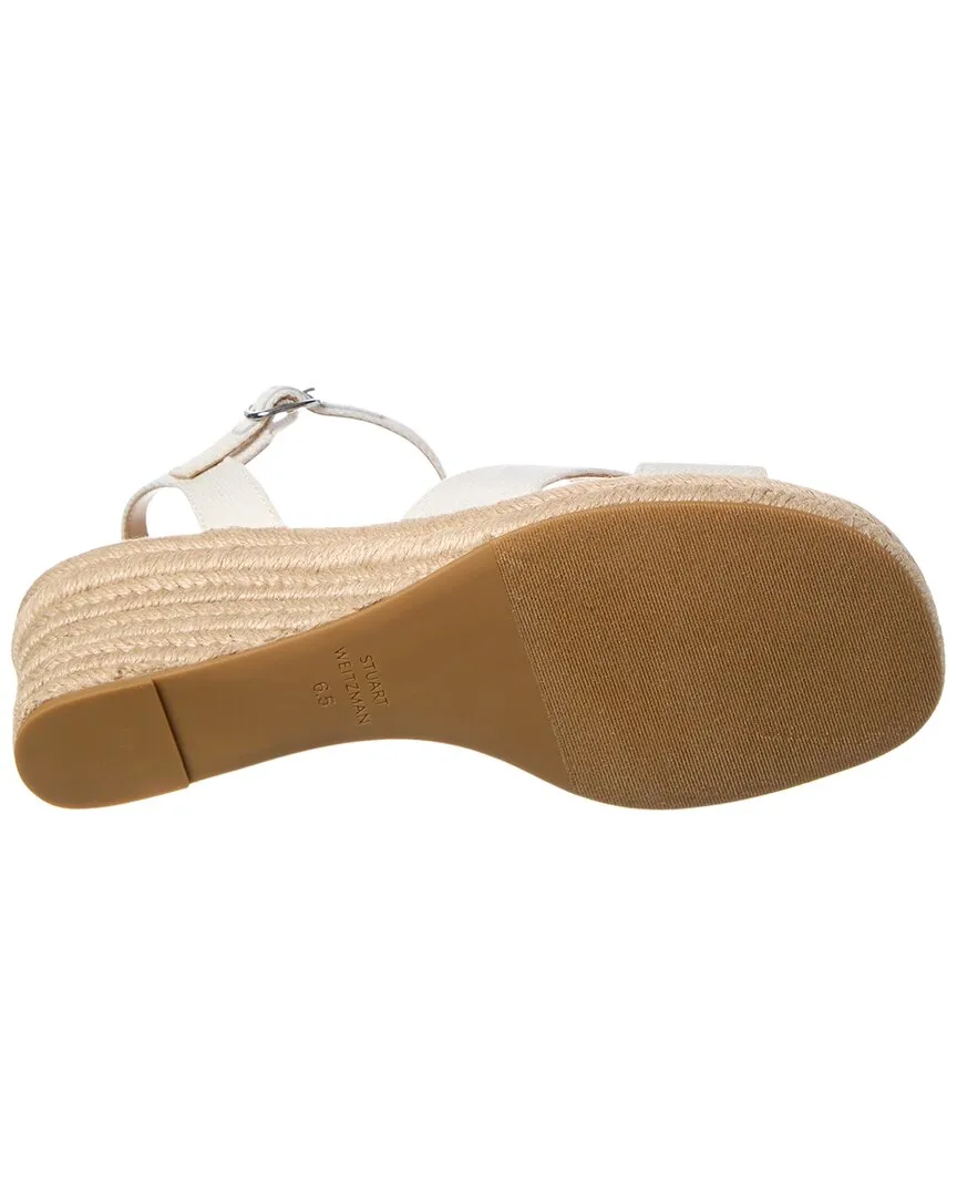 Stuart Weitzman Miami Espadrille Canvas & Leather Wedge