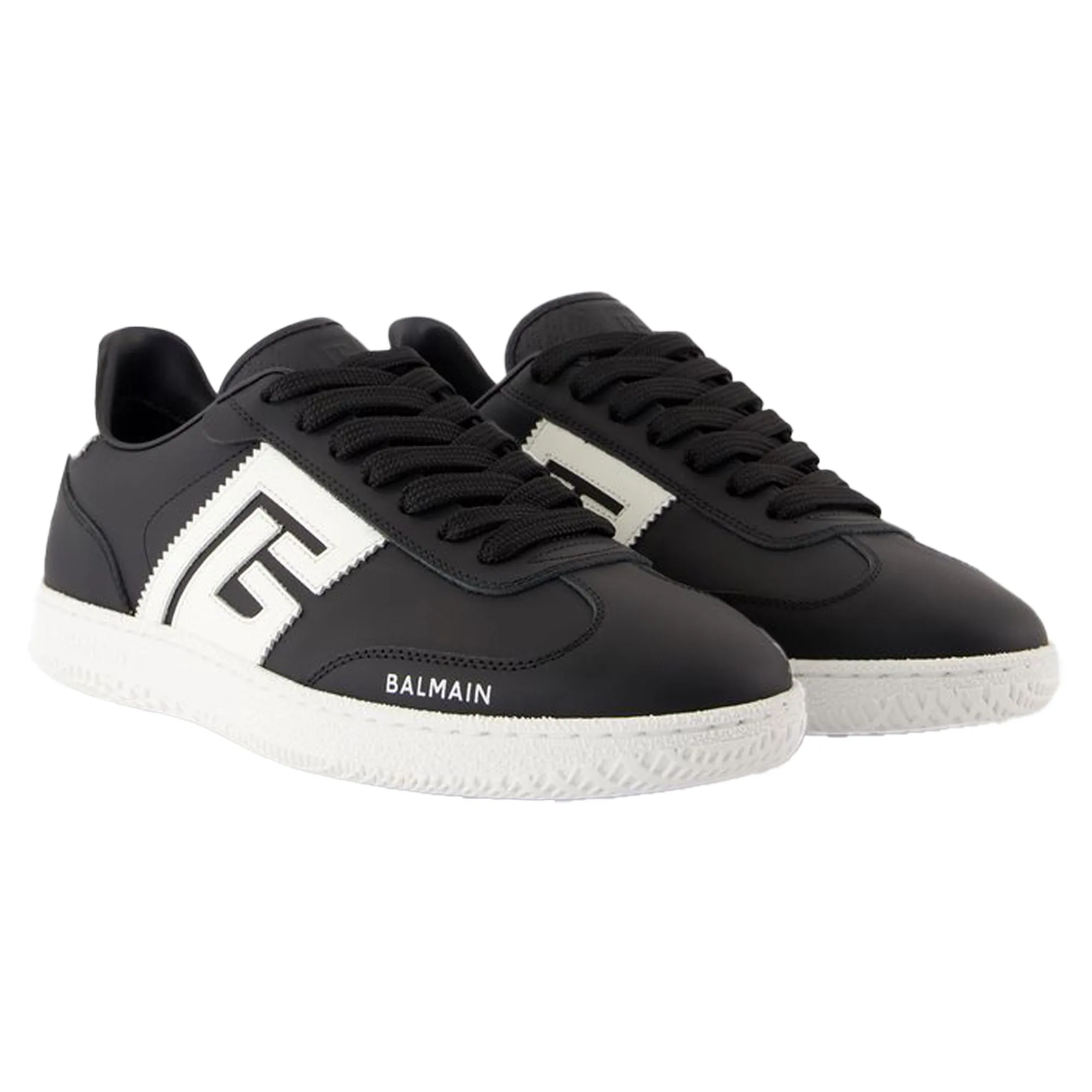 Swan Sneakers - Balmain - Leather - Black/White