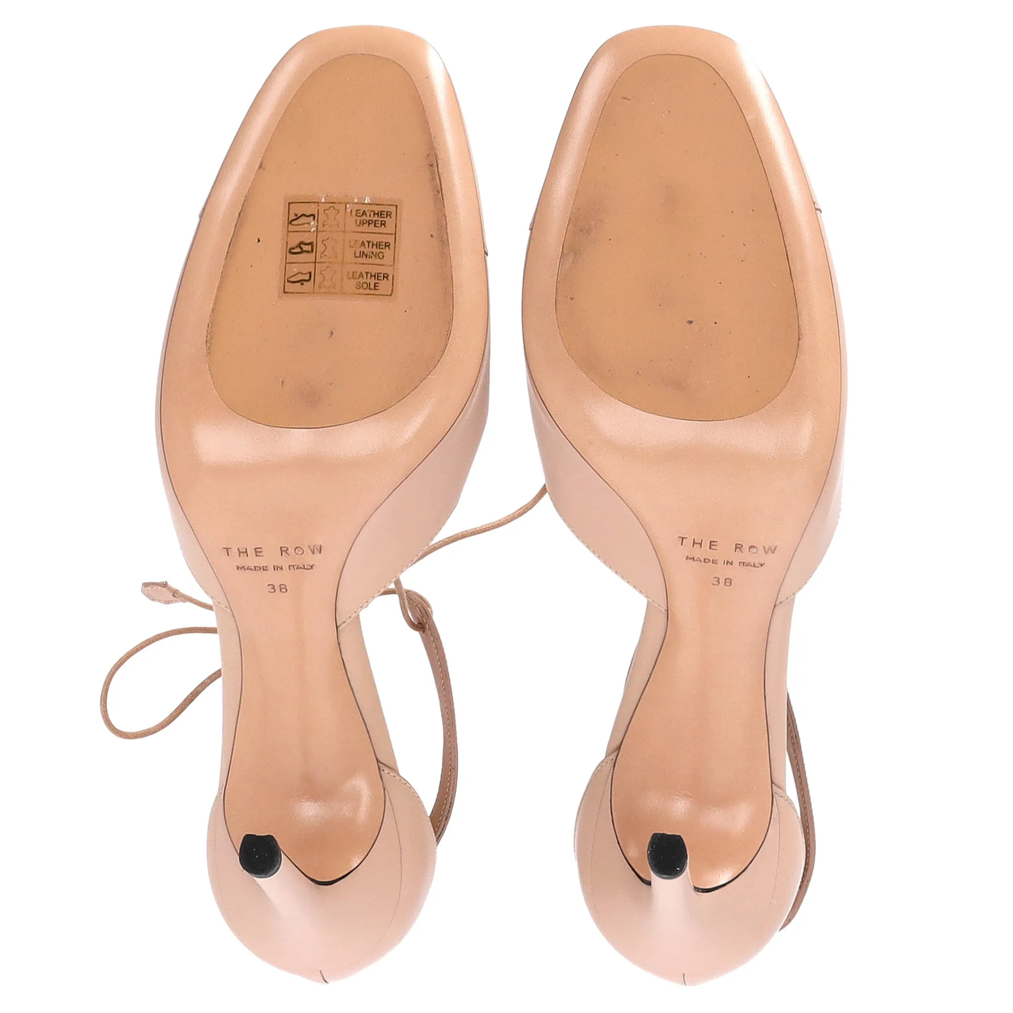 The Row Diamond Lace-Up Pumps in Nude Leather