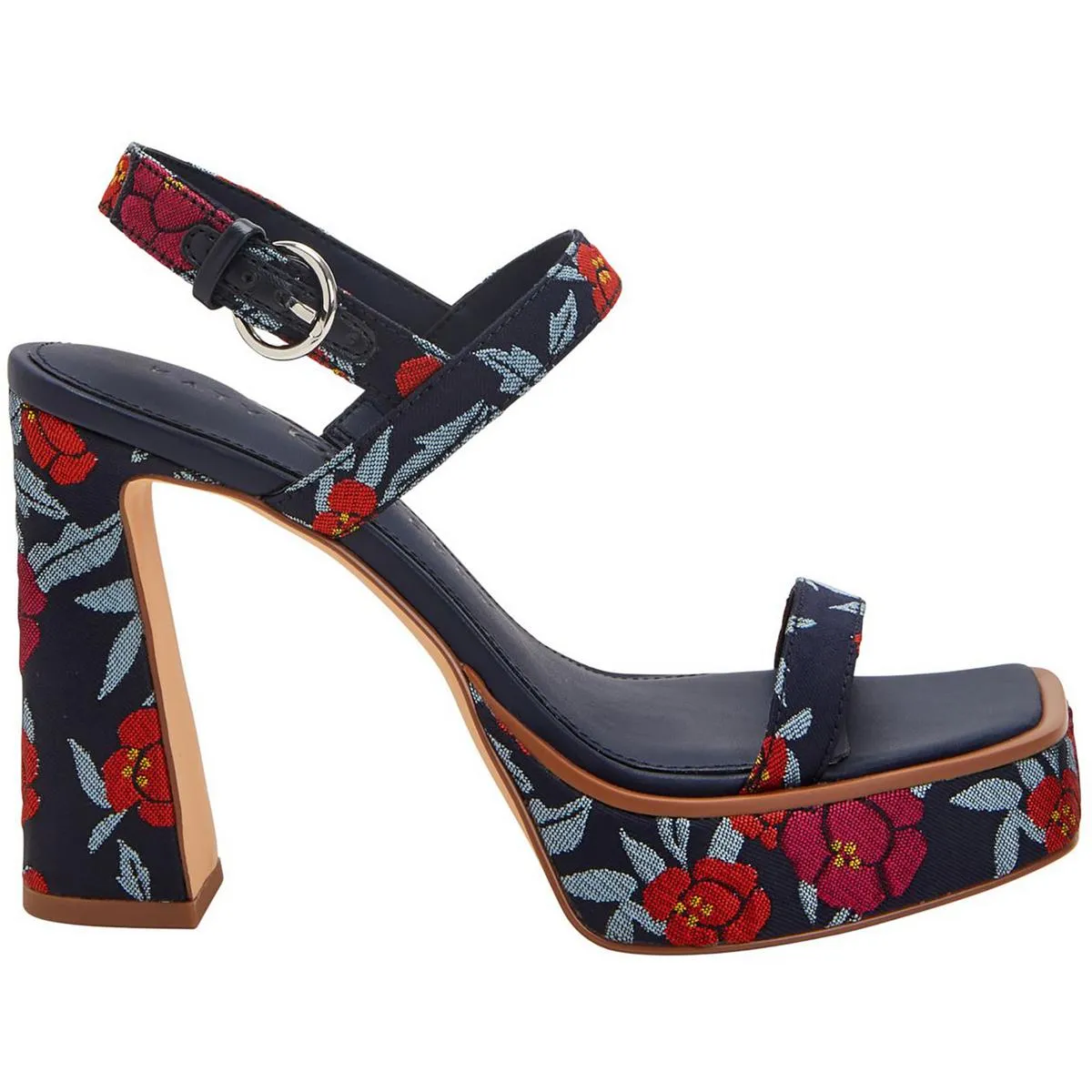 THE STEADY Womens Floral Print Jacquard Heels