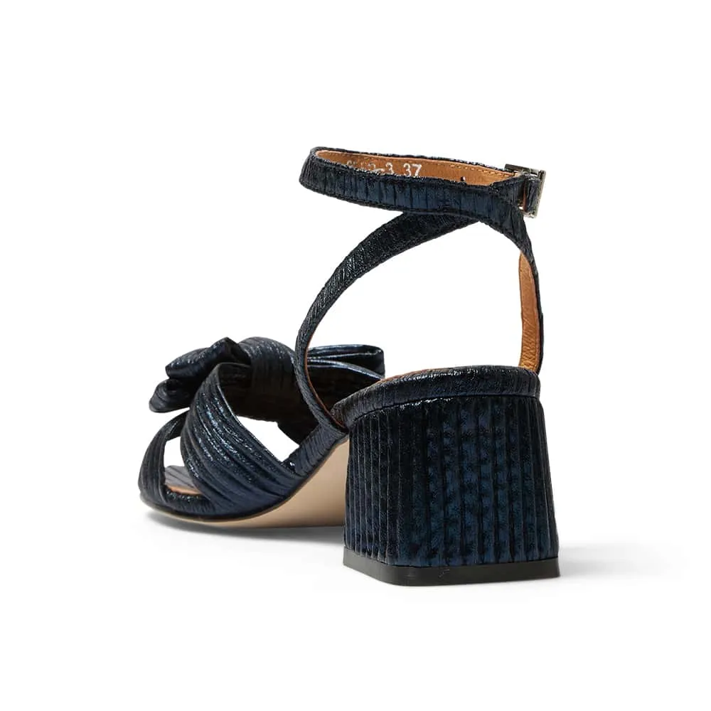 Tiara Heel in Navy Pleat
