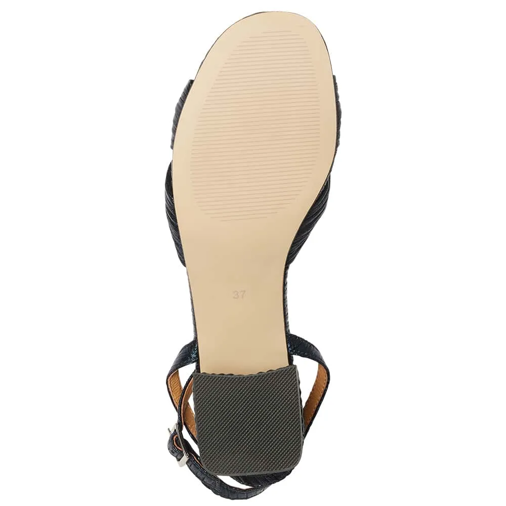 Tiara Heel in Navy Pleat