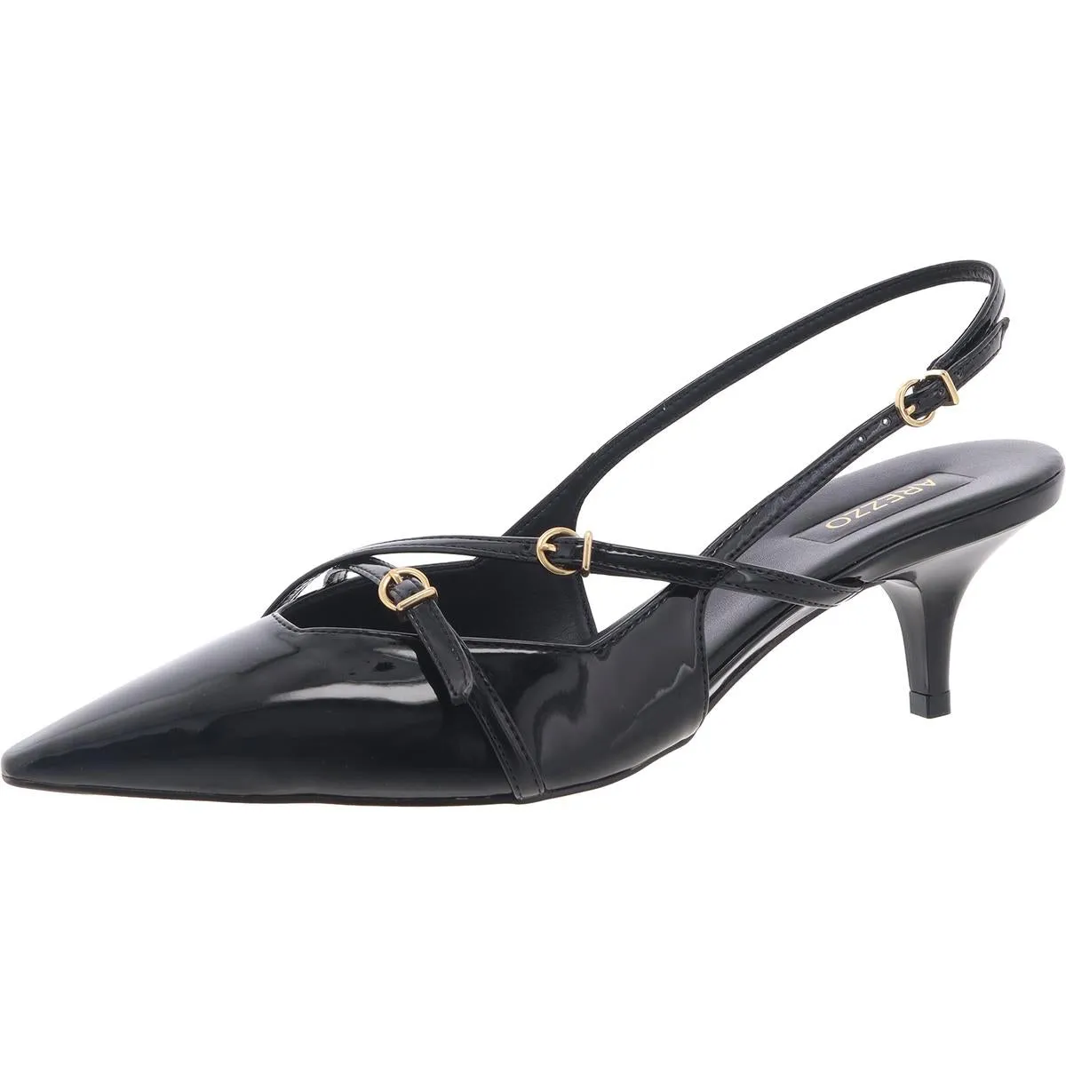 Tiffany Womens Patent Strappy Slingback Heels