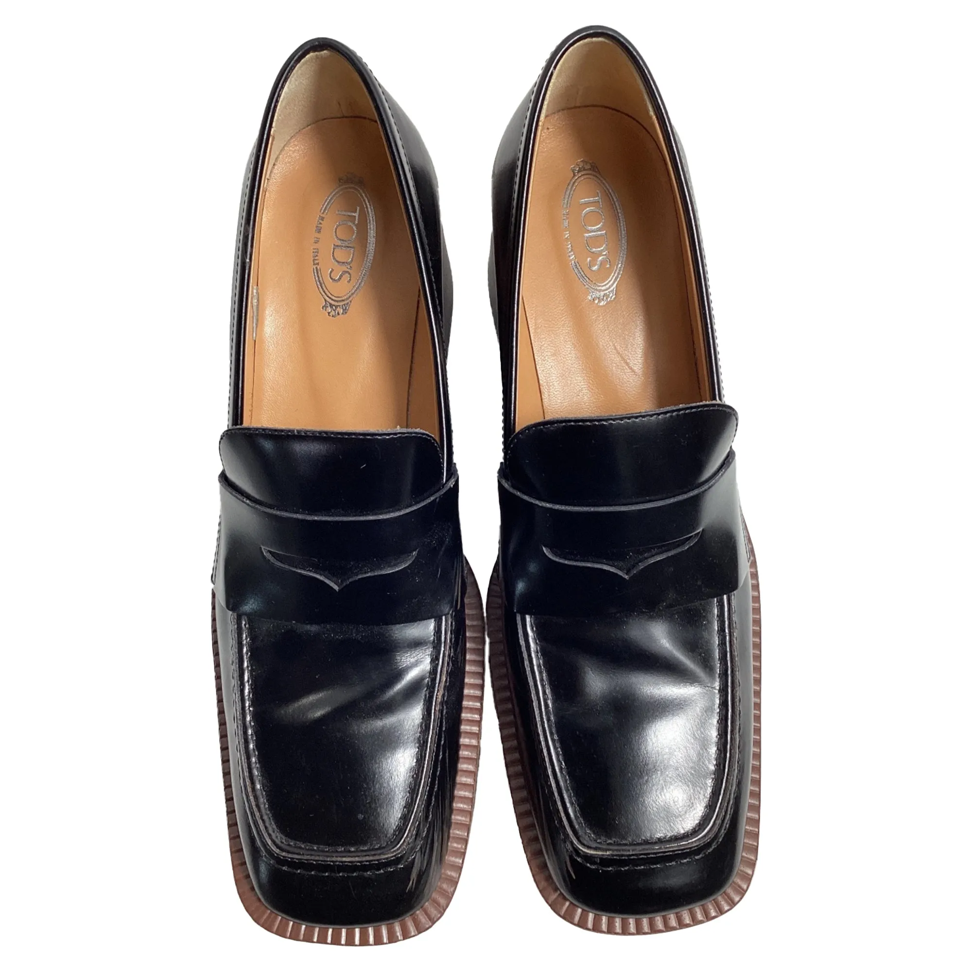 Tod's 75mm Platform Loafers in Black Leather