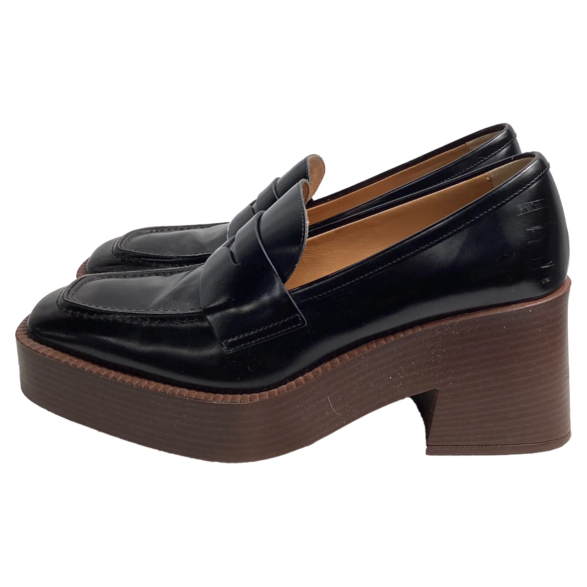 Tod's 75mm Platform Loafers in Black Leather