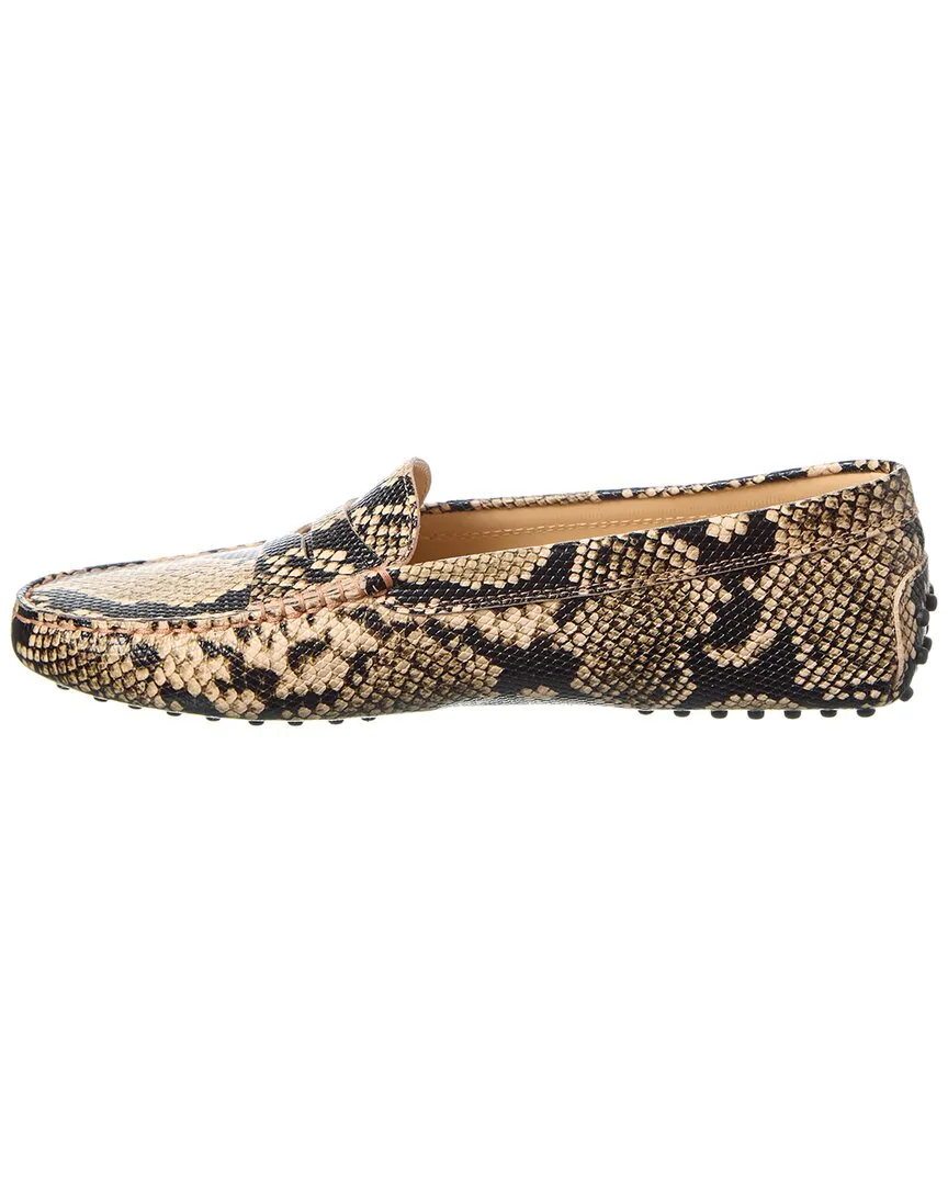 TODs Gommini Snake-Embossed Leather Loafer