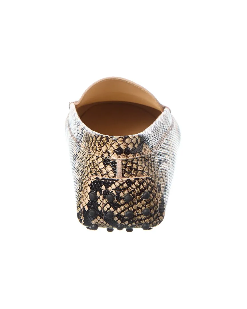 TODs Gommini Snake-Embossed Leather Loafer
