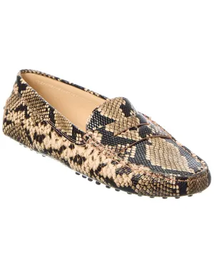 TODs Gommini Snake-Embossed Leather Loafer