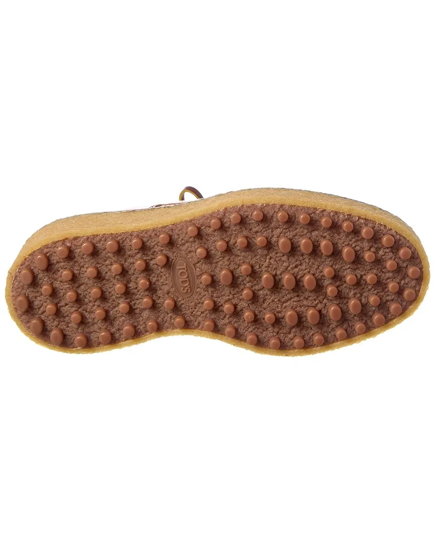 TODs Leather & Shearling Platform Loafer