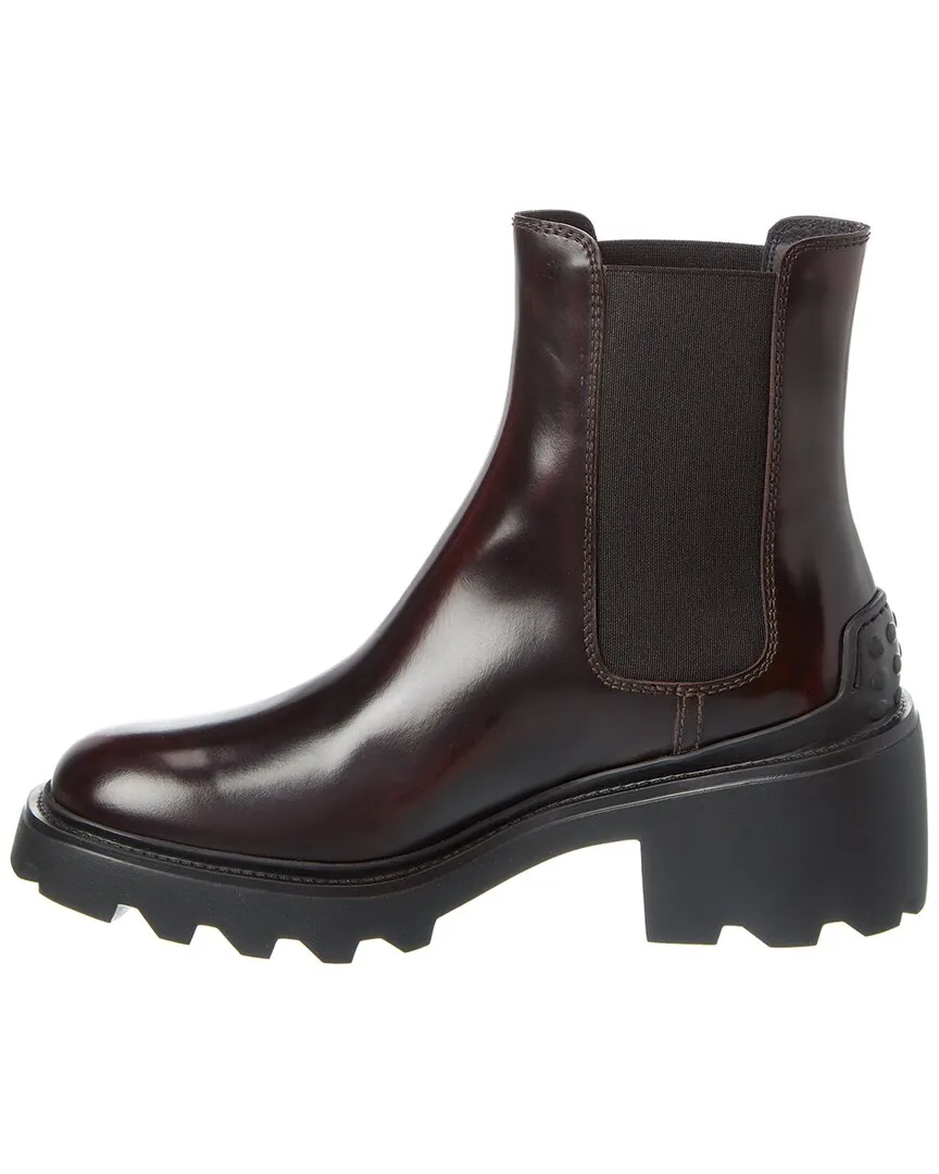TODs Logo Leather Boot