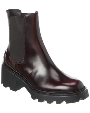 TODs Logo Leather Boot