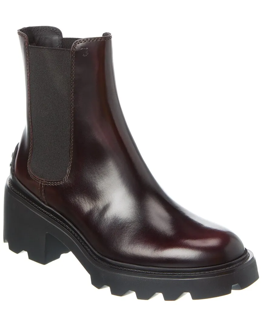 TODs Logo Leather Boot