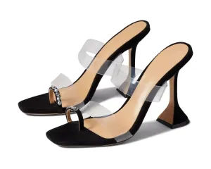 Tony Bianco Saffron Heel Women's US 7 Black Transparent Strap Square Toe KHD764