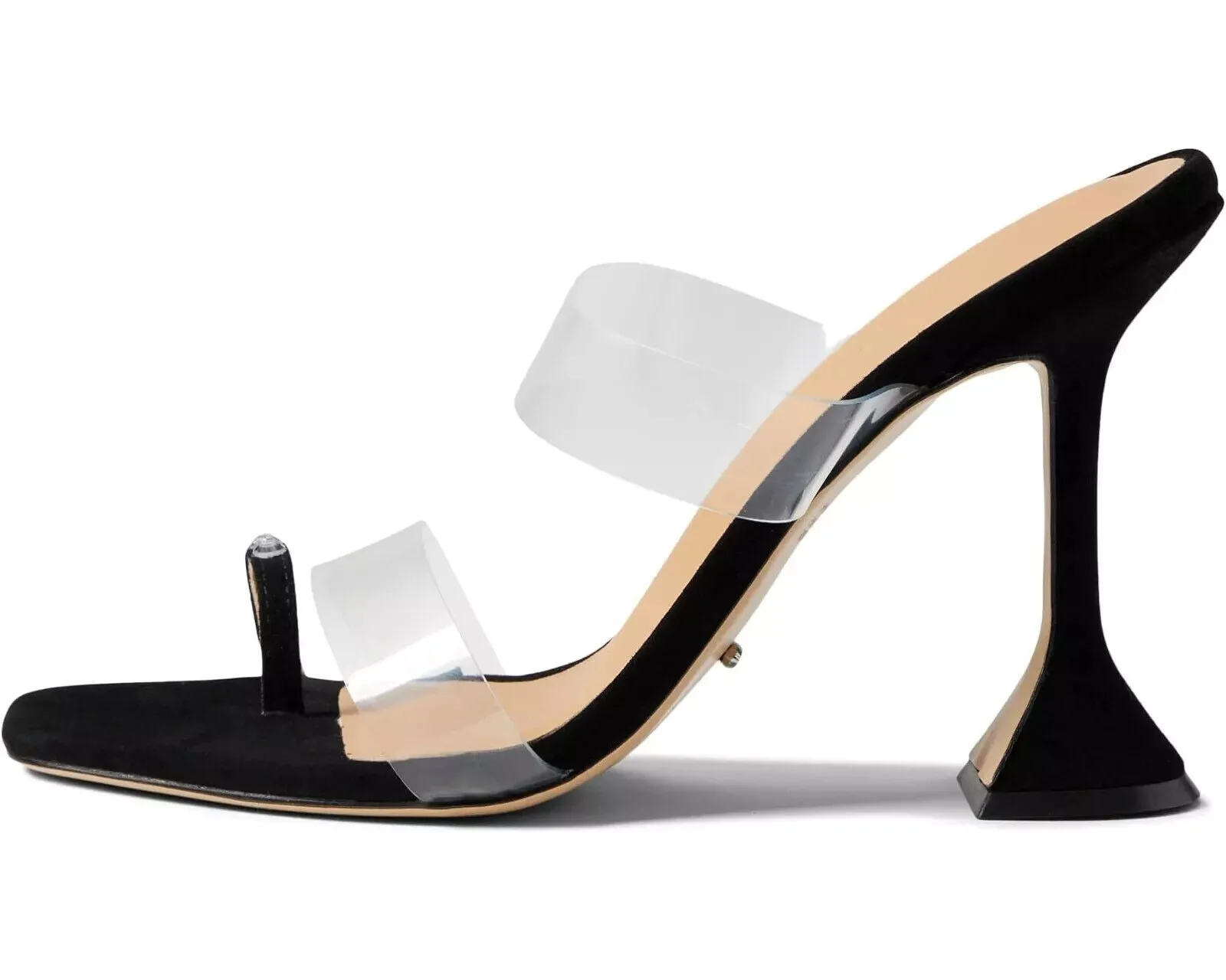Tony Bianco Saffron Heel Women's US 7 Black Transparent Strap Square Toe KHD764