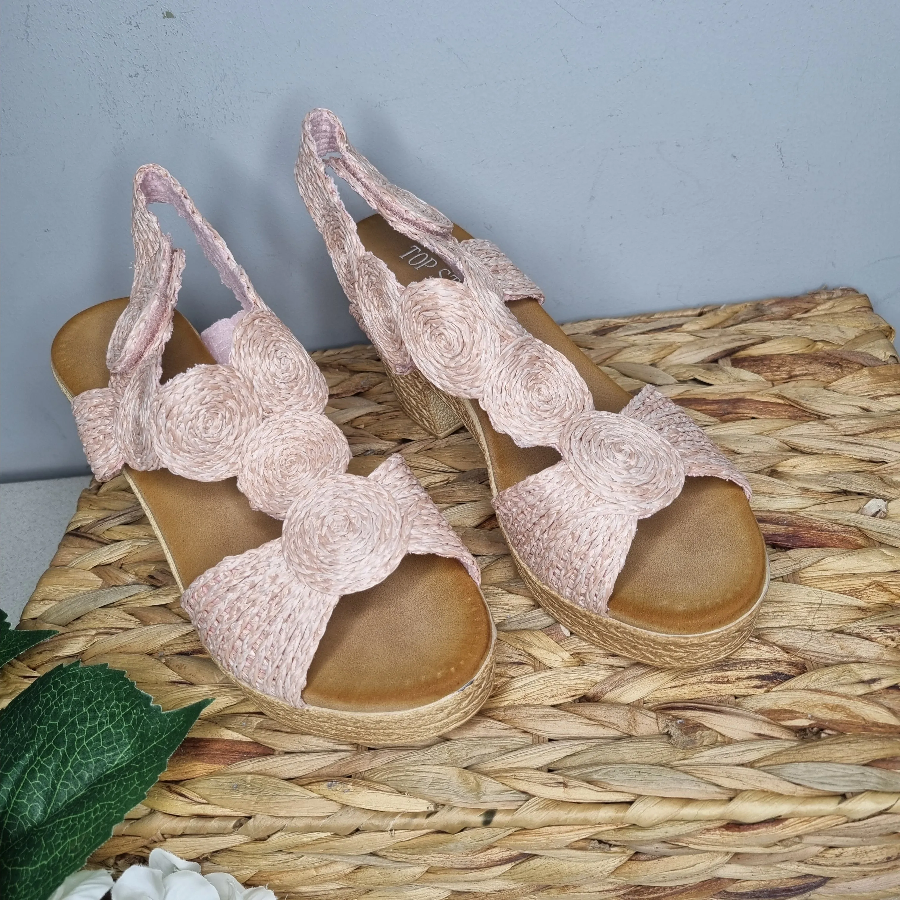 Top Staka Fabric Spiral Design Platform Heel Sandal