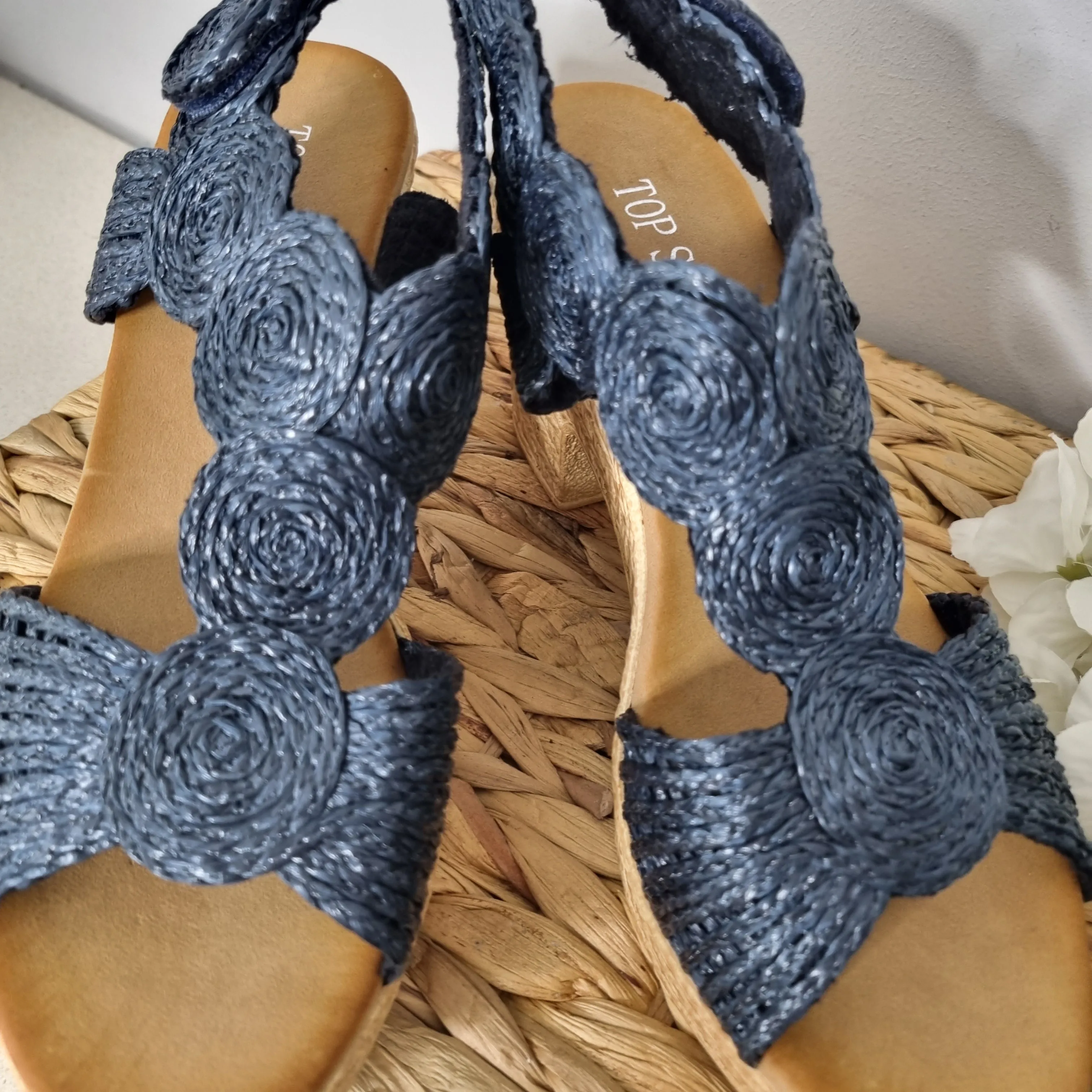 Top Staka Fabric Spiral Design Platform Heel Sandal