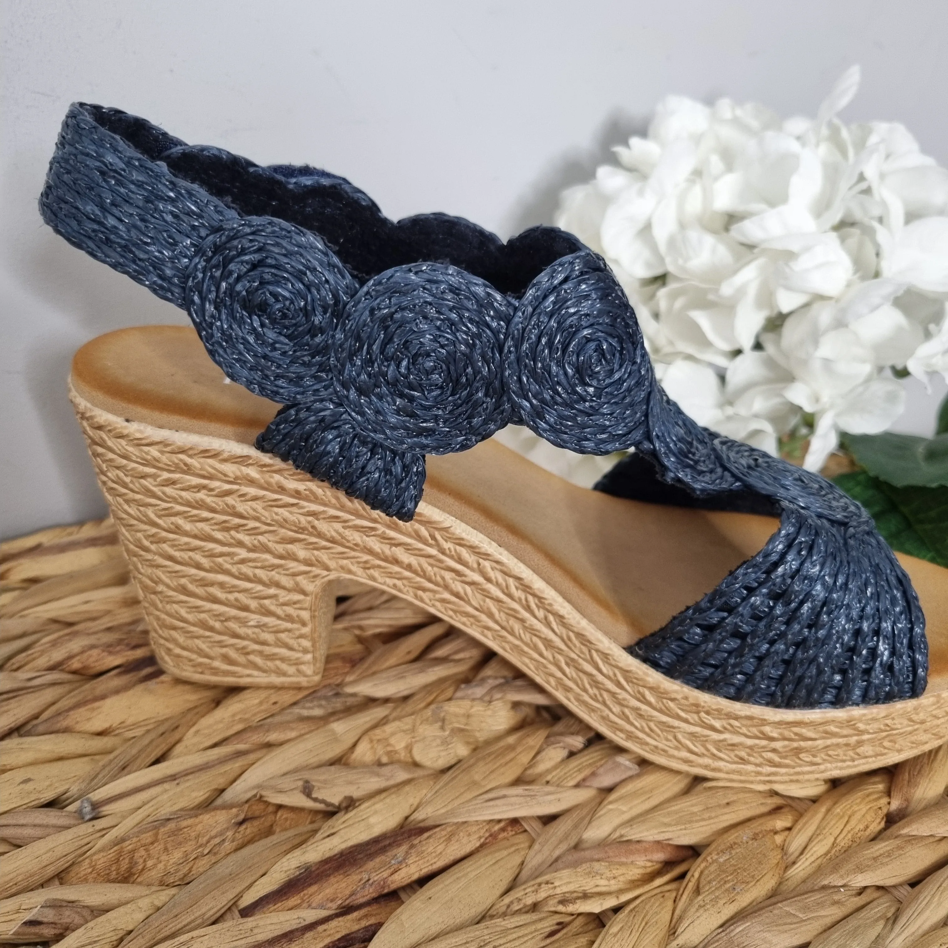 Top Staka Fabric Spiral Design Platform Heel Sandal