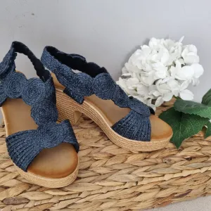 Top Staka Fabric Spiral Design Platform Heel Sandal