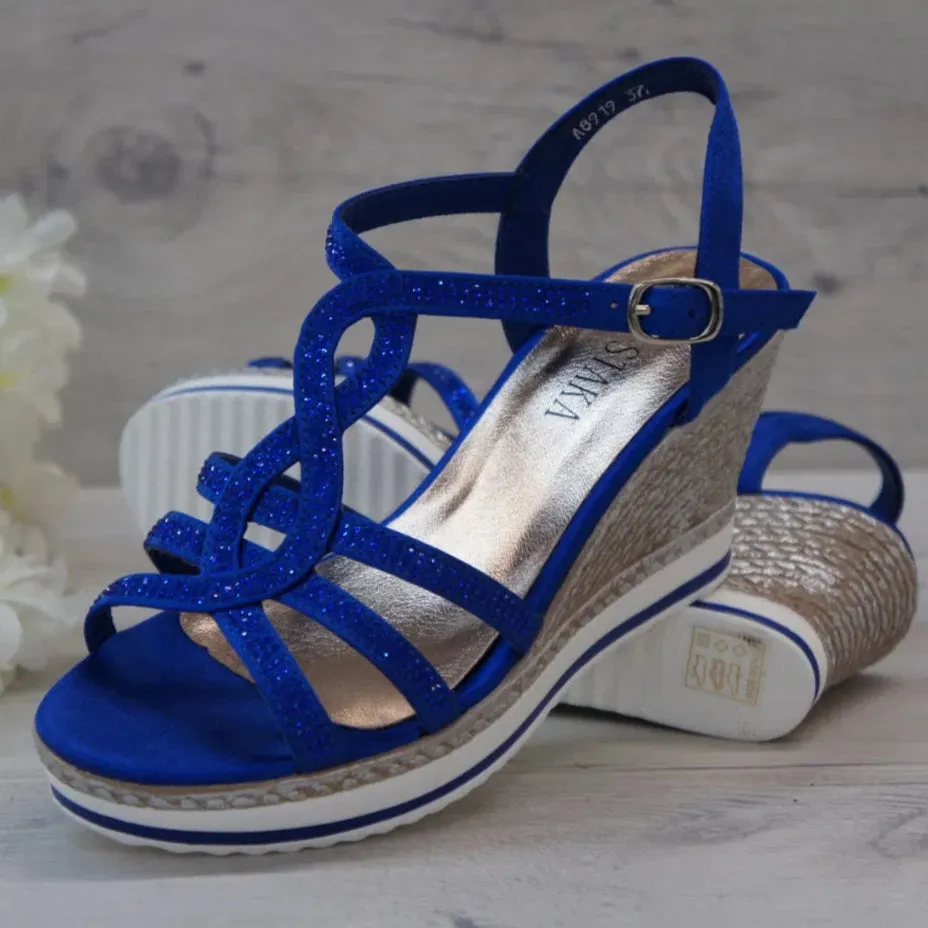 Top Staka Glitter Wedge Buckle Sandal
