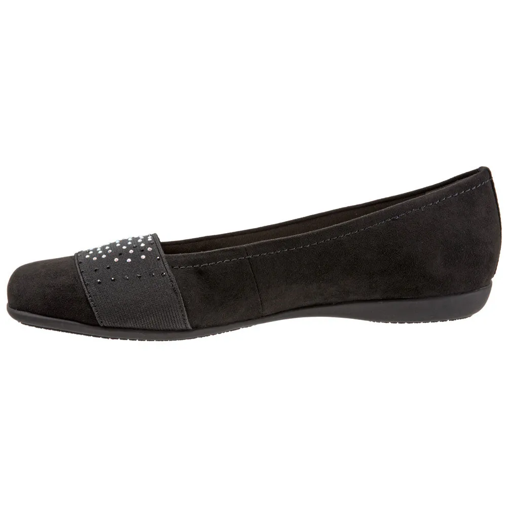 Trotters Samantha Black Micro Flat Shoe (Women's)