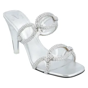 Valentino Chain 1967 Slide Sandals Silver