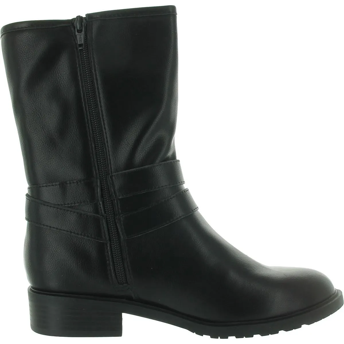 Valeriee Womens Faux Leather Solid Mid-Calf Boots