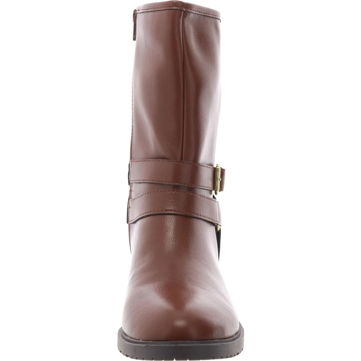 Valeriee Womens Faux Leather Solid Mid-Calf Boots