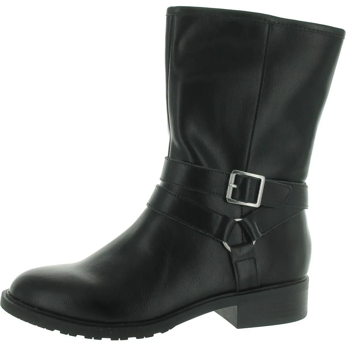Valeriee Womens Faux Leather Solid Mid-Calf Boots