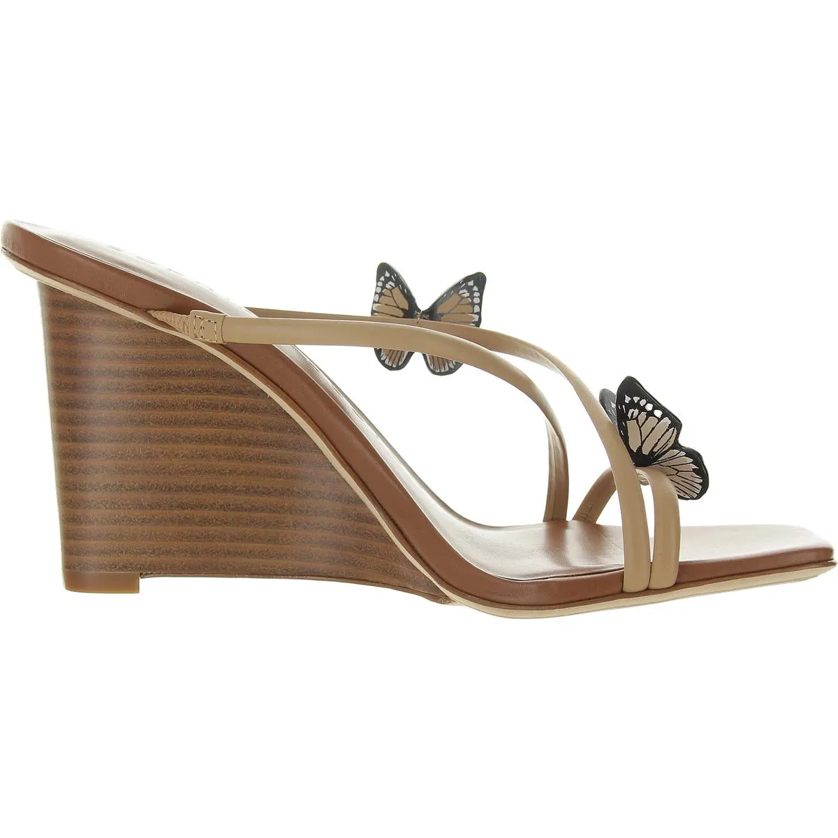 Vanessa Womens Strappy Leather Wedge Sandals