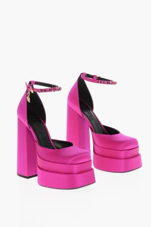 Versace Jewel Strap Satin Platform Pumps 17Cm