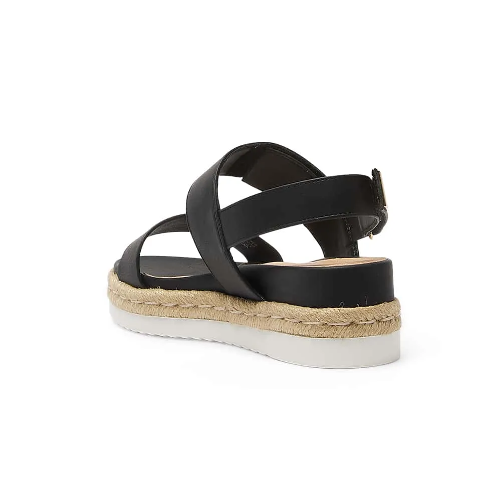 Warner Sandal in Black Smooth
