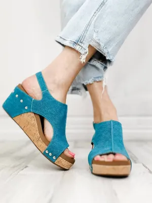 Washed Canvas Carley Wedges In Turquoise