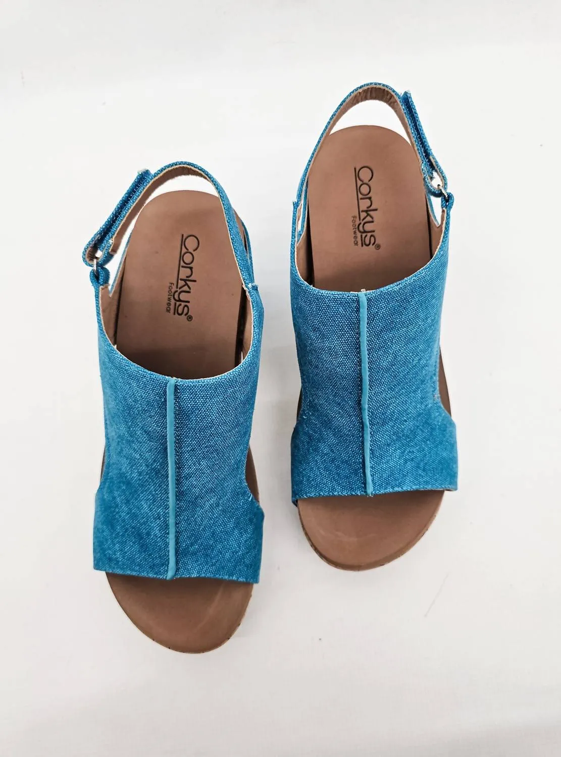 Washed Canvas Carley Wedges In Turquoise